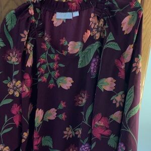 Belle by Kim Gravel Burgundy Floral Top